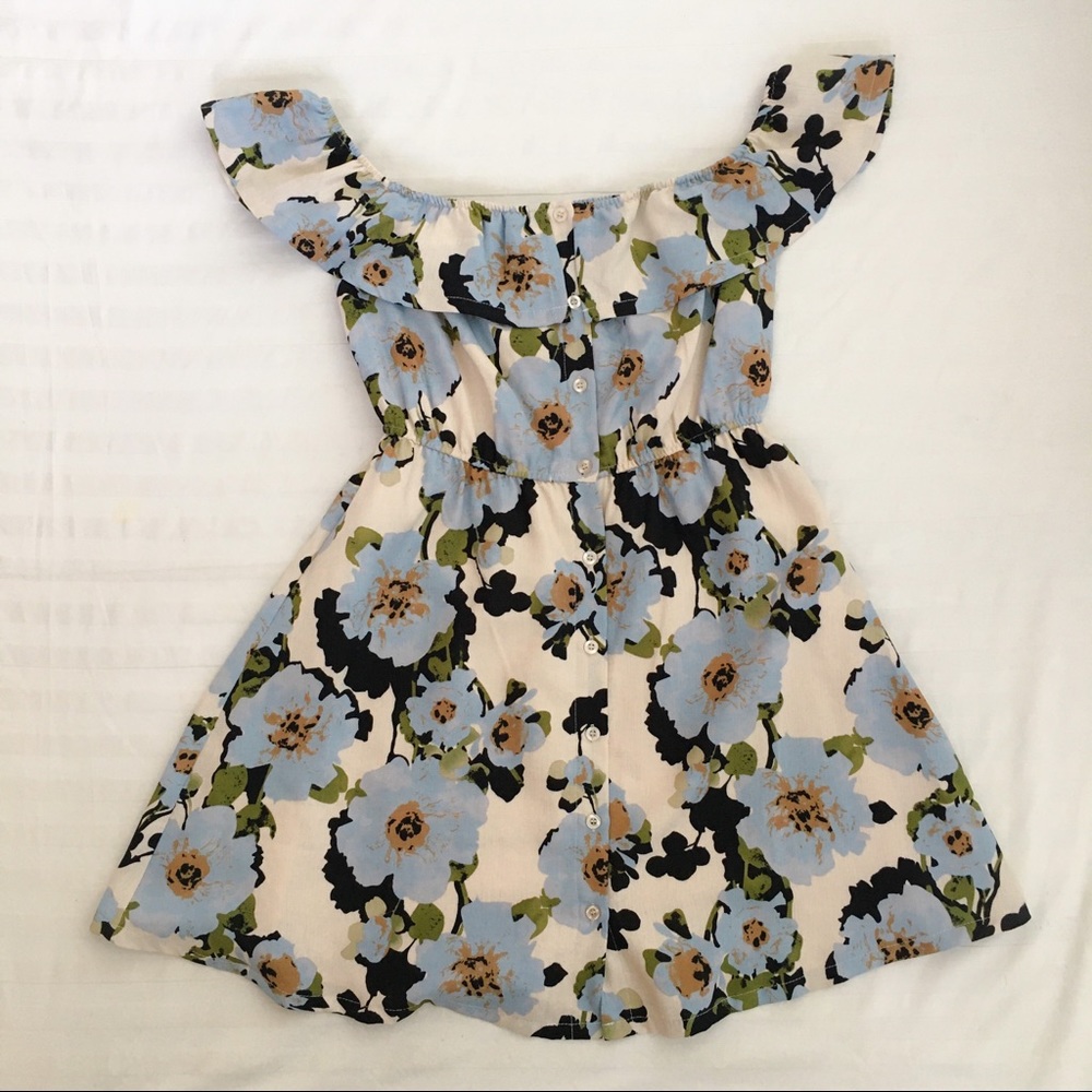 J.O.A. Floral Off The Shoulder Button Dress